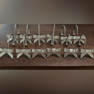 Set of 12 Kate Spade Silver Bow Shower Curtain Hooks